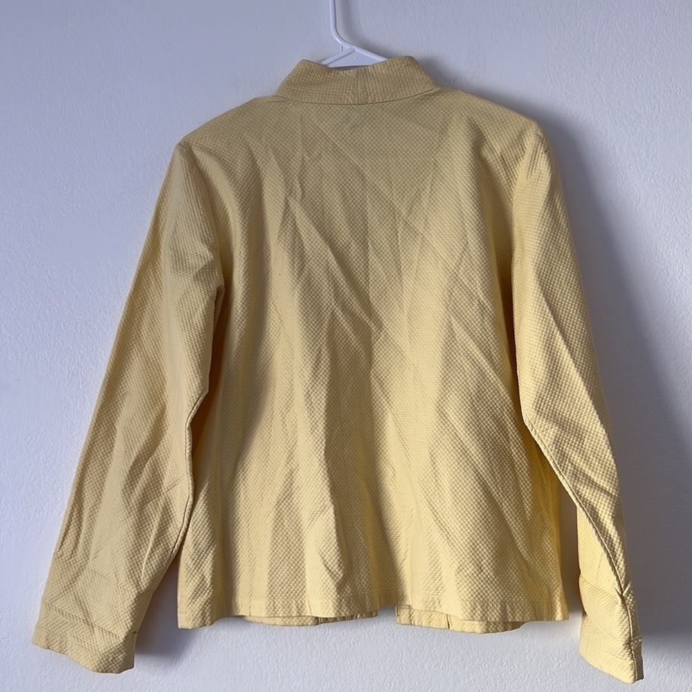 Eileen Fisher Yellow Blazer Size Medium Petite Ribbed Officewear - Picture 4 of 9